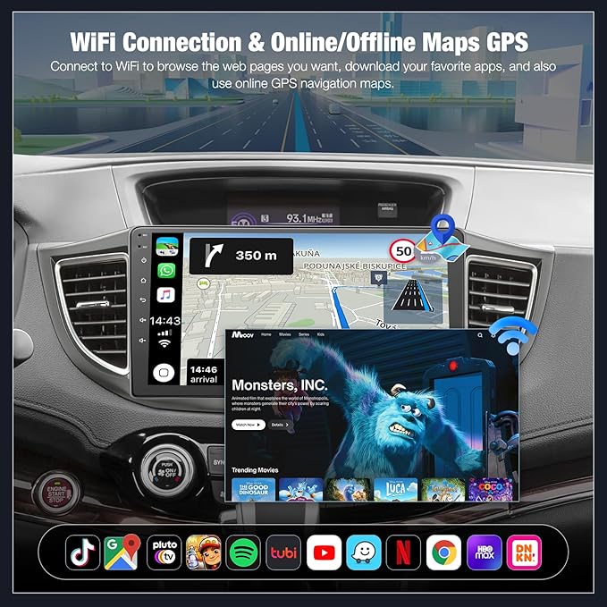4GB+64GB Car Radio for Honda CRV 2012 2013 2014 2015 2016, 10 Inch IPS Touch Screen CRV Car Stereo with Wireless Carplay/Android Auto, DSP, Bluetooth, Backup Camera, Built-in GPS, FM Radio