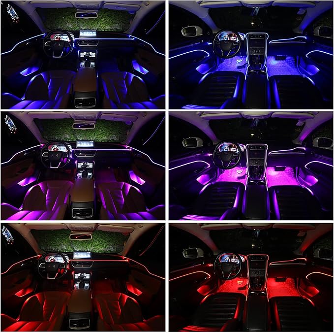 Miytsya 1 PC Car LED Strip Lights, 16 Million Colors 5 in 1 with 236 inches Fiber Optic, Multicolor RGB Car Interior Lights Automobile Ambient Neon Lighting Kit (Multicolored)