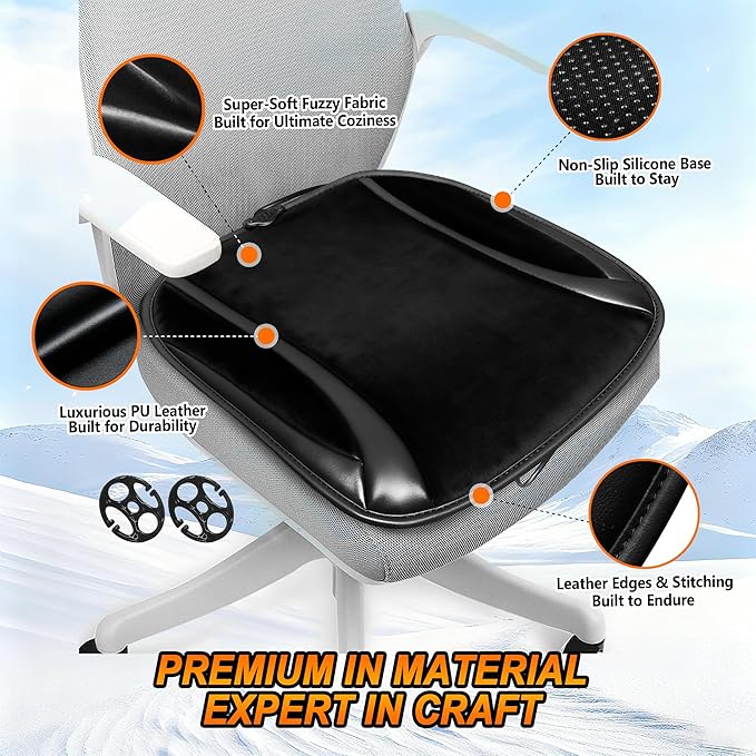 Fuzzy Car Seat Cushion, Comfortable Soft Fur Seat Cushion for Car Truck SUV Van, Universal (Black-1PCS-Winter)