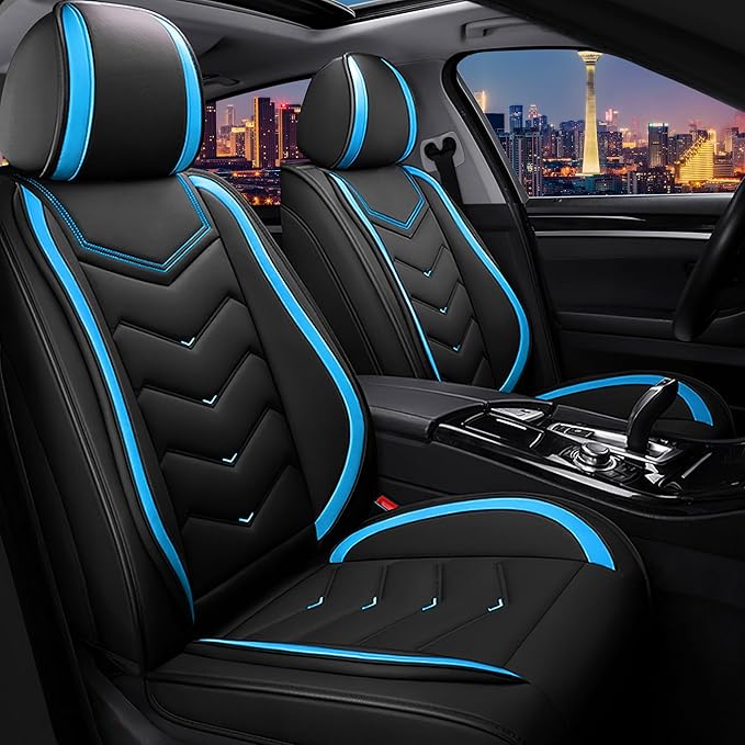 CTDS Car Seat Covers for Toyota Corolla 2000-2026, Stylish Sport Seat Cover, Premium Nappa Leather Car Seat Cover. Automobile Seat Covers Sets.(Standard 2 Seats/Black Blue)
