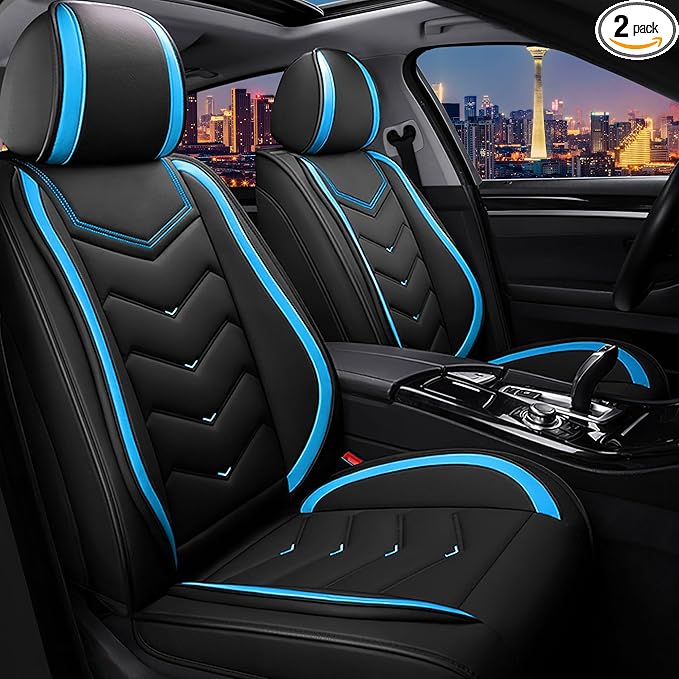 CTDS Car Seat Covers for Nissan Altima 2001-2026, Stylish Sport Seat Cover, Premium Nappa Leather Car Seat Cover. Automobile Seat Covers Sets.(Standard 2 Seats/Black Blue)