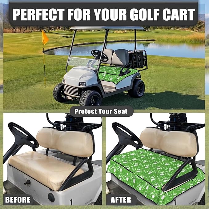 Biyejit Golf Cart Seat Covers with 4 Pockets Golf Cart Seat Towel Blanket Fits 2-Seat Golf Carts, Golf Cart Accessories