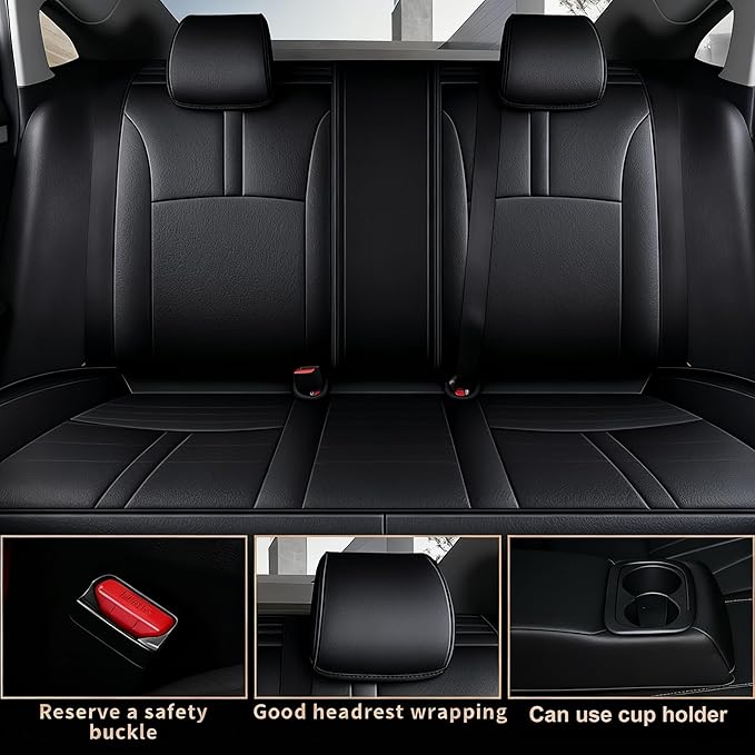 AOMSAZTO Custom Fit Seat Covers for Honda Civic Sedan 2016-2021 (EX Touring,LX-P,Sport) Premium Comfort Faux Leather Car Seat Covers Black