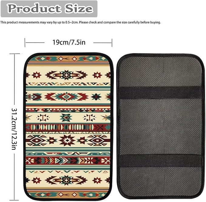 JoyLamoria South Western Aztec Automotive Armrest Pad Protector Soft Comfortable Car Armrest Cover for Cars