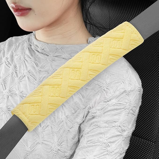 JUSTTOP 2-Pack Universal Car Shoulder Strap Pads Cover for A More Comfortable Driving, Shoulder Strap Covers Harness Pad for Car Interior Accessories(Yellow)