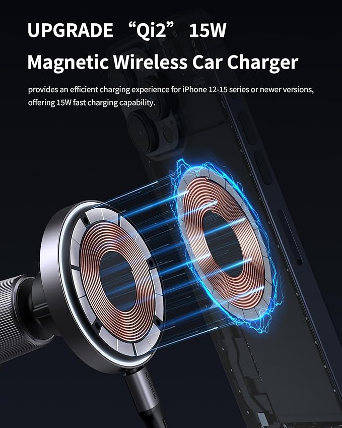 mcdodo for Magsafe Car Mount Charger [18 Strong Magnets], for Car air Outlet, 15W Wireless Car Charge, Universal Phone Mount for Car Wireless Charger Fits iPhone 15 14 13 12