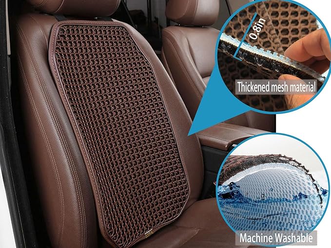New Summer Vented Cooling Air Mesh Seat Cushion Pad for Car,Universal Ventilated Breathable Seat Cover Fits Car SUV Truck Van Pickup of Driving Seat for Men Women (Brown-BackCushion-1PCS)