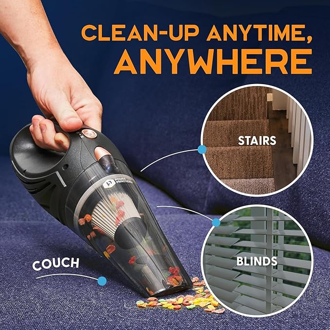 Power Practical Handheld Cordless Vacuum Cleaner, Rechargeable Portable Car Vacuums W/Strong Suction, Bag & Attachments, Small Vac Cleaner for Car, Couch, Home, Car Suction Cleaner, aspiradora de mano