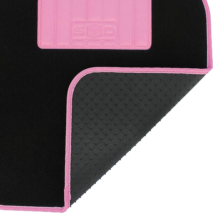 Universal Car Floor Mats Rubber Edge Carpet Pink Non-Slip Washable Mats Front 45 x 65 cm Rear 44 x 33 cm