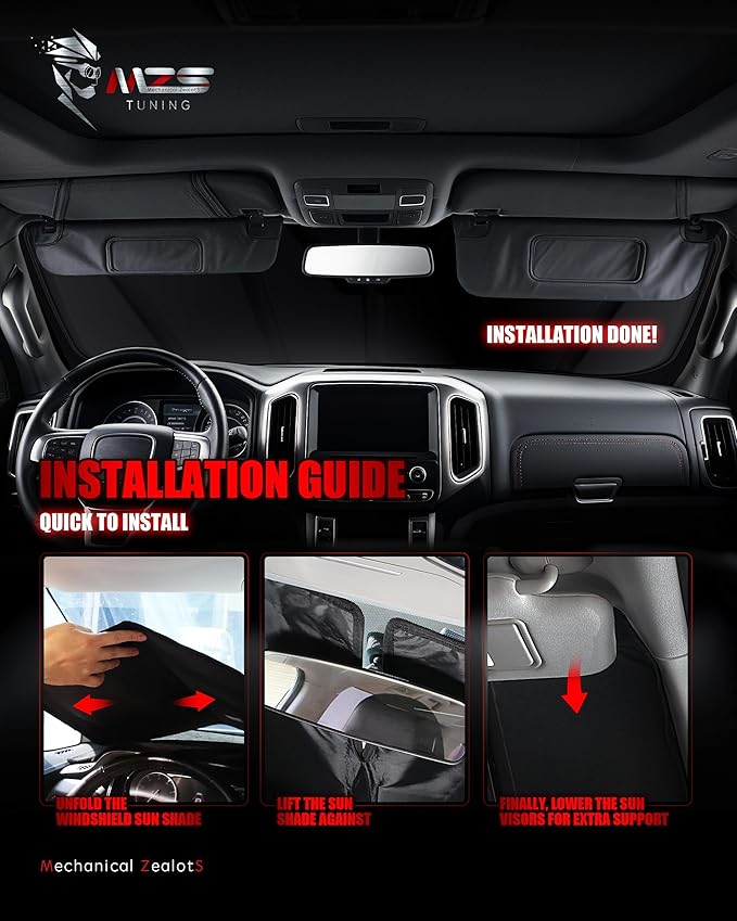 MZS Windshield Sun Shade Compatible with Soren to SUV 2021-2026, Foldable Car Front Window Sunshade with Storage Pouch, Sun Visor Shield Accessories for Interior Protector