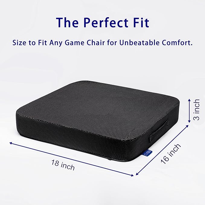 CYLEN Ifoam Gel Infused Memory Foam Layer Wheelchair Cushion - Seat Cushion for Wheelchair-Office Chair, Kitchen Chair, Car Seats-Pressure Sore and Tailbone Pain Relief-High Dense Polyfoam Base(Black)