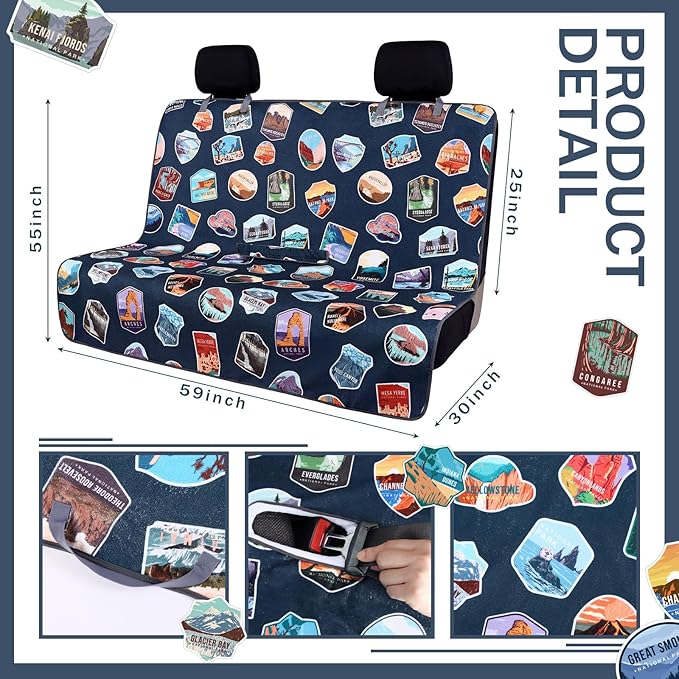 Tallew Back Seat Towel Cover for Car Athletic Running Towel Microfiber Bench Seat Cover for Pets Post Workout Sweat Washable Non Slip Automotive Backseat Protector for Outdoor Sport Camping Mat