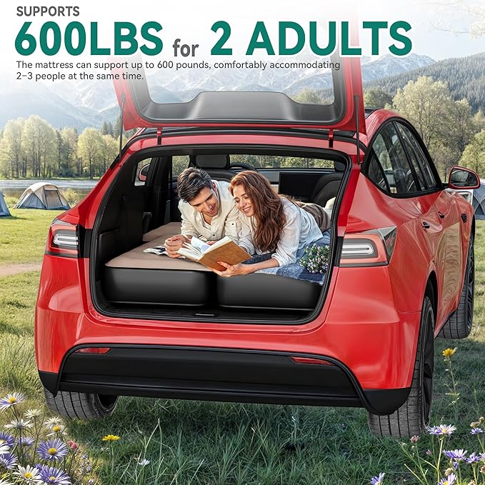 YITAHOME SUV Air Mattress with Pump, Pillows, Carry Bag & Repair Kit, 10" Inflatable Car Camping Bed for SUV, Jeep Wrangler, 4Runner & Mid-to-Large SUVs, Brown&Black