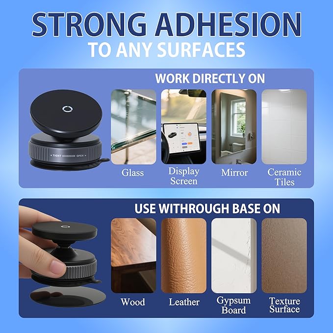 Upgraded Vacuum Suction Magnetic Car Phone Holder for Mag Safe, 360° Adjustable Suction Cup Phone Mount [Ultra-Strong Suction & Magnet], Compatible with i Phone 17 Pro Max / Smooth Surfaces