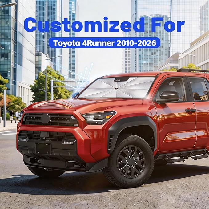 Car Windshield Sun Shade for Toyota 4Runner 2010-2026 –[Reflective Coated Fabric] Sunshade Umbrella for Front Window, Car Shades Sun Visor Keep Car Cool and Protects Interior, 1:1 Exact Fit