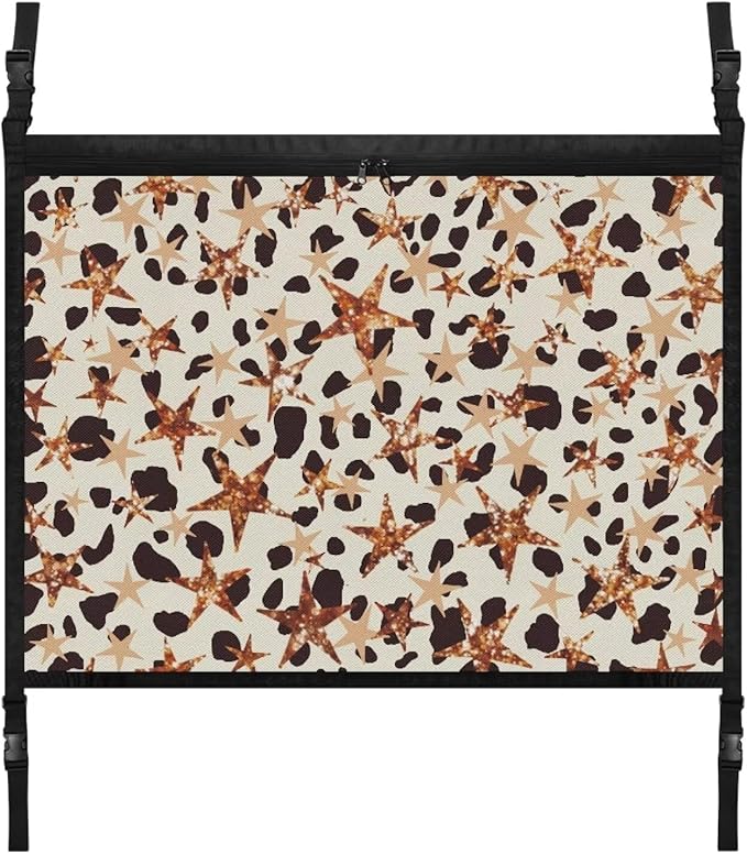 Generic Stars Car Ceiling Storage Net with Double Zipper, Adjustable Strap Prevent Falling, 31.69"x24.02" Double-Layer Mesh Long Road Trip Camping Van SUV Roof Cargo Pocket Organizer