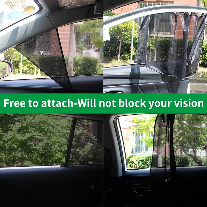 Ovege Car Window Shade 2pcs -Car Side Window Sun Shade Baby UV Protection Privacy Suction Magnetic (Back Seat 2pcs), Semi-Transparent