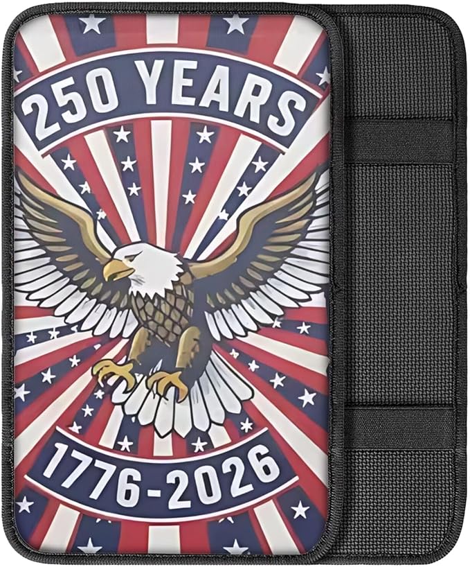 Dreaweet 250th Anniversary Car Center Console Cover Patriotic Eagle Flag Car Accessories Soft Scratch Proof Armrest Cover Center Console Cushion Pad Easy to Install