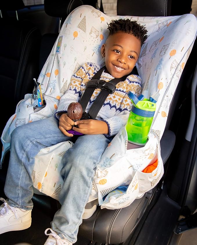 Niko Easy-Wash Children's Car Seat Cover & Liner - 100% Cotton Jersey - Owl Cream/Multi - Fits Most Toddler Car Seats - Universal Fit - Waterproof SEAT Bottom - Machine Wash and Dry