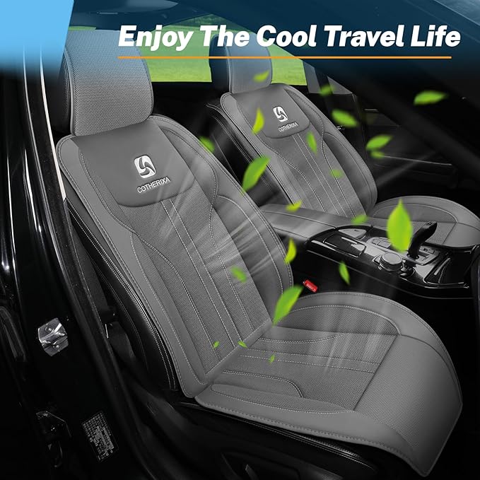 Cooling Car Seat Cushion Front Seat,12V&24V Cooling Seat Cover for Car with 10 Fans,Rapid Cooling with Automatic Start and Pause Seat Cushion (Brey)