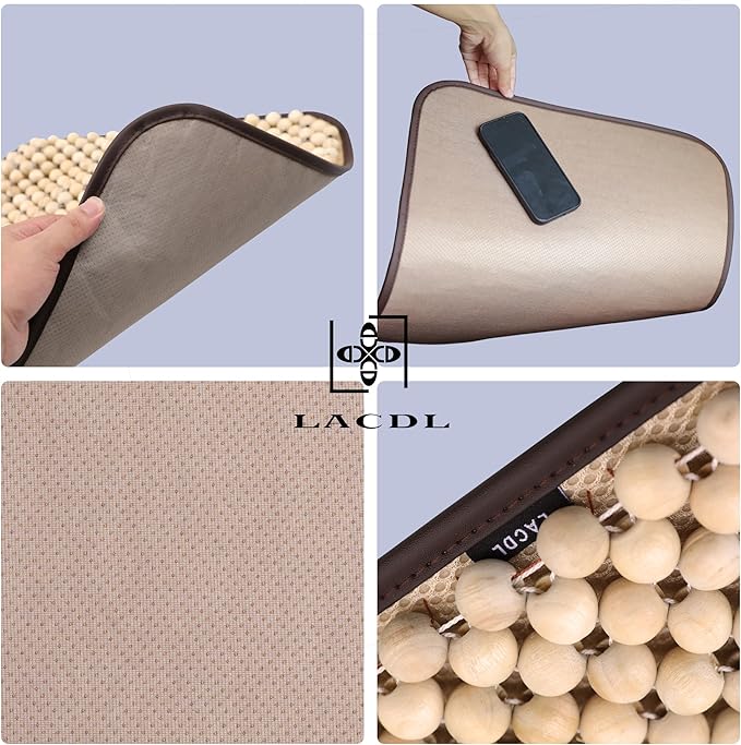 LACDL Beaded Car Seat Covers for Cars, Cooling Bead Seat Cover for Trucks & SUVs - Auto Ventilated Seat Cooler Pad, Natural Wood Breathable Beads - Sweat Protector for Summer, Burlywood