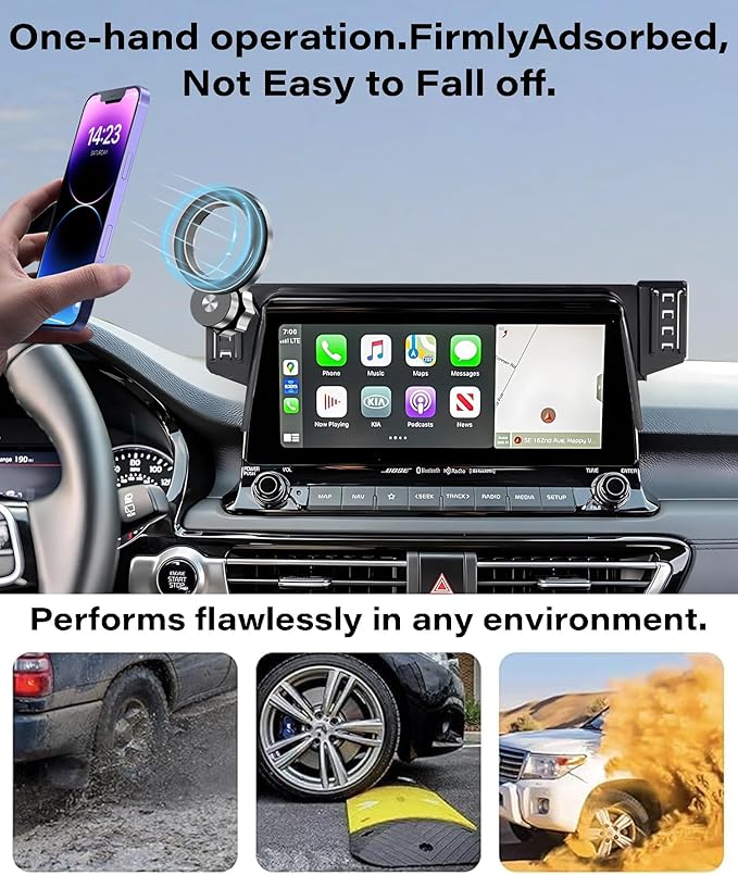 Car Phone Holder for Kia Seltos 2021 2022 2023 Accessories Apply to 8/10.25 Inch Touch Screen Fixed Clip Magnetic Cell Phone Mount Hands-Free 360 Degree Rotation