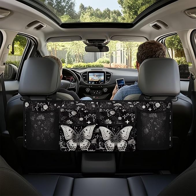 Stars Butterfly Trunk Hanging Storage Bag Floral Flowers Car Storage Organizer for SUVs & Sedans Trunk Organizer Car Women