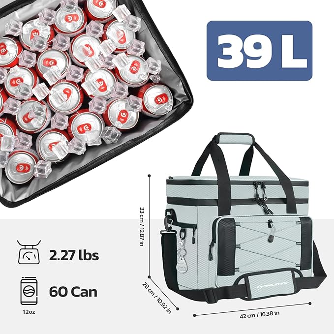 Maelstrom Portable Collapsible Soft Cooler Bag – 24/30/60 Cans Double-Deck Leakproof Ice Chest for Beach, Camping & Grocery