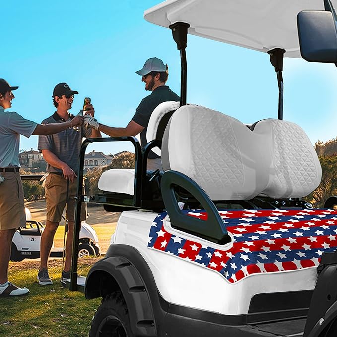 YOKYHOM American Flag Golf Cart Seat Covers for 2/4-Seater, Patriotic USA Seat Towel Blanket Keeps Seats Cool & Clean for Summer, Microfiber Fits EZGO, Club Car, Yamaha, 51"x31"