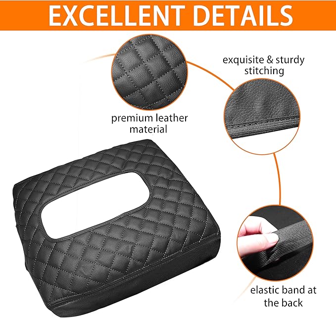 Center Console Cover for Chevy Silverado/GMC Sierra Accessories 2019-2026, Tahoe & Suburban & Yukon 2021-2026 Armrest Cover Middle Console Leather Protector Pad (Bucket Seat Consoles)(Black Stitches)