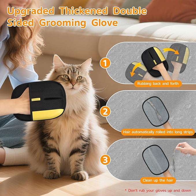 Pet Hair Remover - 2025 New Electrostatic Magic Brush Pet Hair Remover Glove, Reusable Cat & Dog Hair Remover Tool for Clothing, Couch, Furniture, Carpet, Car Seat, Cat Grooming Glove, 1 PCS