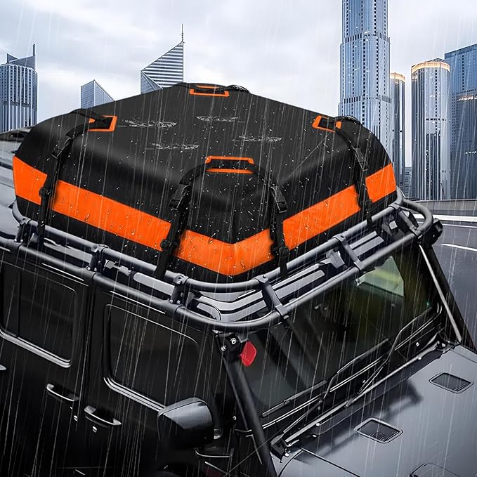 Waterproof Rooftop Cargo Bag, 21 Cubic Feet Heavy Duty Travel Car Roof Storage Bag with Anti-Slip Mat, Foldable Luggage Carrier for SUV Sedan Truck, Ideal for Road Trips Vacations Black