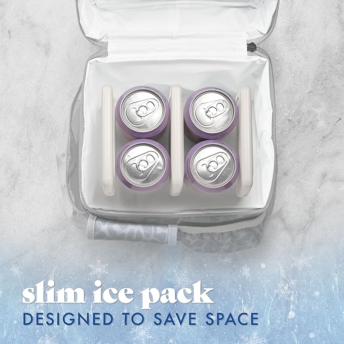 Cool Coolers by Fit & Fresh Slim Ice Packs, Quick Freeze Reusable Ice Packs for Lunch Boxes & Coolers, Long-Lasting, Space Saving Lunch Ice Packs, Ivory, 4Pk