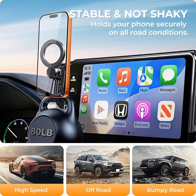 Car Phone Holder for Honda Accord 10th Gen 2022 2021 2020 2019 2018 (Only for 8-Inch Screen) 360° Rotation Magnetic Cell Phone Mount, Compatible with Magsafe, Does Not Affect Air Vent
