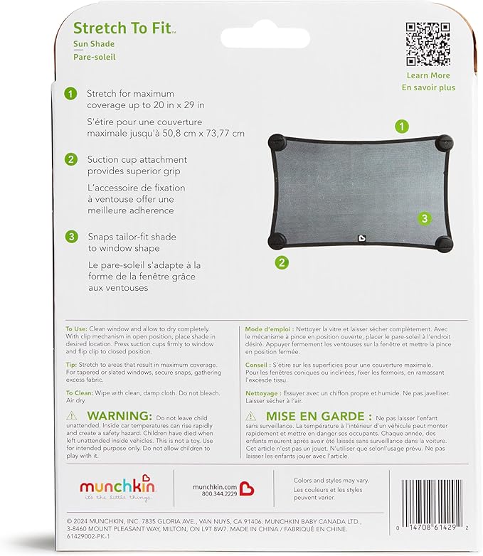 Munchkin® Brica® Magnetic Stretch to Fit™ Sun Shade, Black, 2 Pack