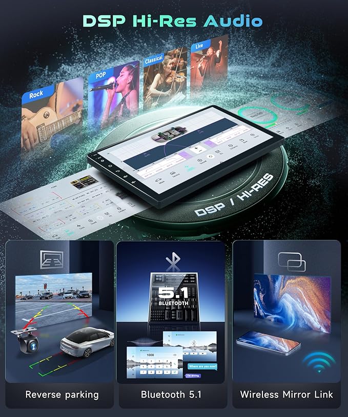 Snapdragon 8 Core 4GB+64GB 5/6Ghz WiFi for Ford Transit 2013-2019 Car Stereo with Android 15 Radio 9 Inch 1280 * 720 IPS Touchscreen Carplay/Android Auto GPS FM/RDS SWC Camera