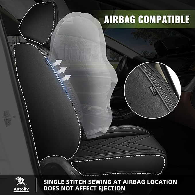 AOMSAZTO Front Seat Covers Fit for Nissan Juke 2011-2017 Waterproof Faux Leather Car Seat Cover Compatible with Airbag(2PCS Front, Black)