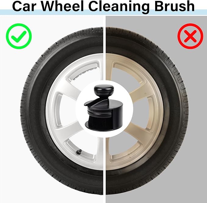 2 PCS Tire Shine Applicator Brush, Tire Shine Brushes, Tire Dressing Brush Applicator with Seal Cover, Tire Brush for Car Detailing, Tire Gel Applicator, High Density Detail Factory Tire Brush (Black)