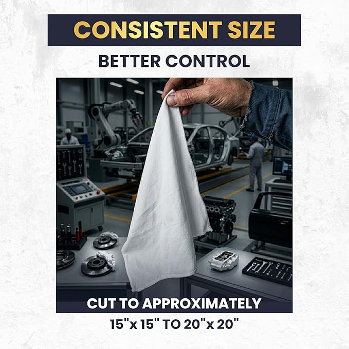 Premium New White Cotton Knit T-Shirt Rags (600 lbs. Pallet 12x50 lbs. Box of Rags) - Lint-Free, Soft & Absorbent Bulk Cleaning Cloths for Auto, Paint, Garage, Staining & Polishing
