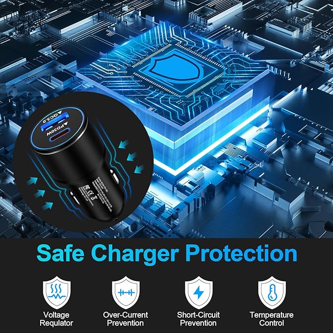 48W USB C Car Charger, All Metal 12V USB Outlet PD & QC 3.0 Fast Charge iPhone Car Charger Adapter Type C Flush Fit Car Plug for iPhone 17 16e 16 15 14 13 12 11 Pro Max SE XR,Samsung S26 S25 S24 A17