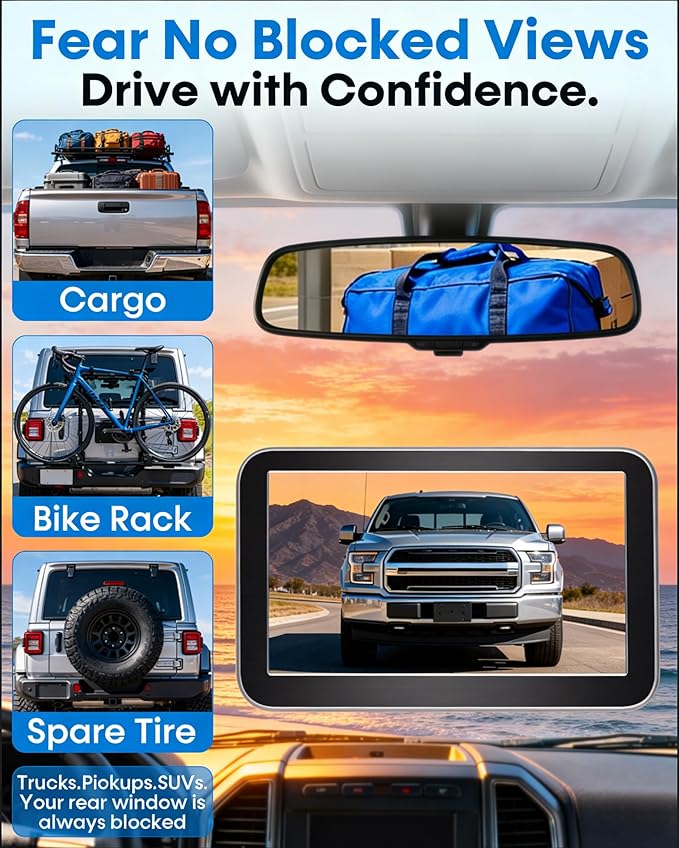 HD 1080P Backup Camera: 15-Min Easy Install 7 inch Large Screen Color Night Vision See Clearly at Night Up to 10 Meters - Reverse Camera for Trucks Cars Pickup SUVs Rear View Safety & Parking Assist
