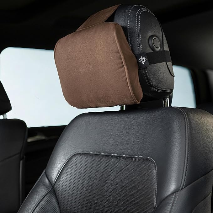 Car Headrest Pillow Memory Foam Soft Neck Support Comfortable Ergonomic Design Car Seat Headrest Pillow Universal Fit Travel Seat Pillow for Pain Relief While Driving Lord AutoFashion (1PC) (Brown)