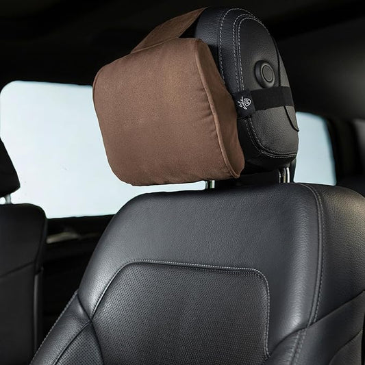 Car Headrest Pillow Memory Foam Soft Neck Support Comfortable Ergonomic Design Car Seat Headrest Pillow Universal Fit Travel Seat Pillow for Pain Relief While Driving Lord AutoFashion (1PC) (Brown)