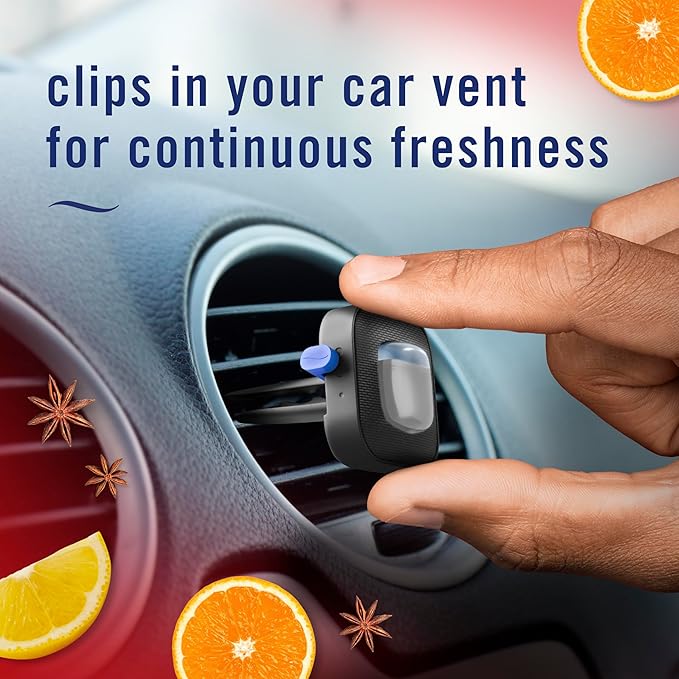 Febreze Odour-Fighting Auto Air Freshener, Car Vent Clip, Old Spice, 4ct