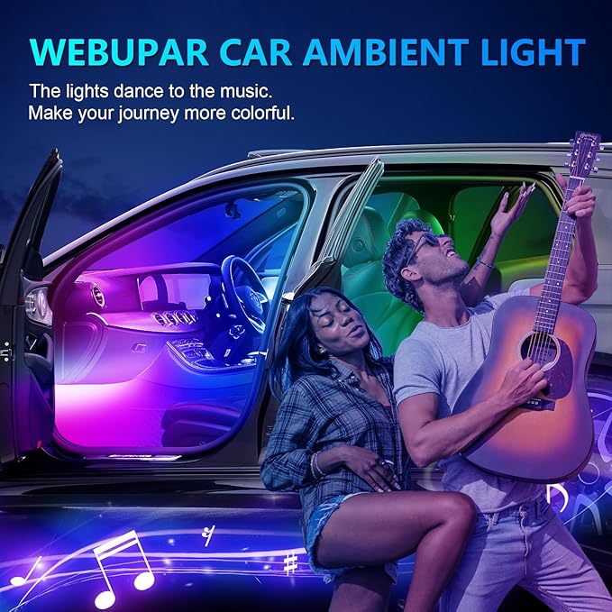 Dreamcolor Acrylic Ambient Lighting Car Lights – Wireless APP Control, Music Sync, Dynamic RGB Interior Car LED Strip Light Kit, 22-in-1 Customizable LED Neon Light Kits for Car Interior