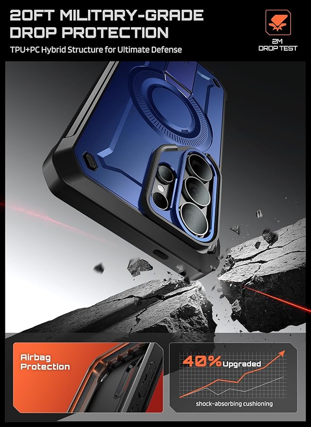 SUPCASE for Samsung Galaxy S26 Ultra Case with Stand, Military-Grade Drop Protection, Compatible with Wireless Charging/MagSafe, Built-in Screen Protector & Front Frame – UB Pro Mag, Cobalt
