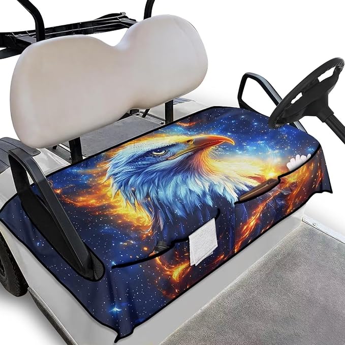 Biyejit Golf Cart Seat Covers with 4 Pockets Golf Cart Seat Towel Blanket Fits 2-Seat Golf Carts, Golf Cart Accessories