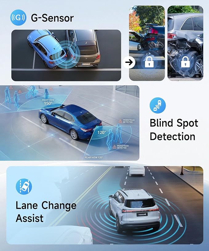 4K+2K Dash Cam Front and Rear, Dual Band WiFi, Dash Camera for Cars, with 5.8GHz WiFi, GPS Tarcking, Dash Camera with Night Vision, G Sensor, Loop Recording, Support ADAS BSD LCA