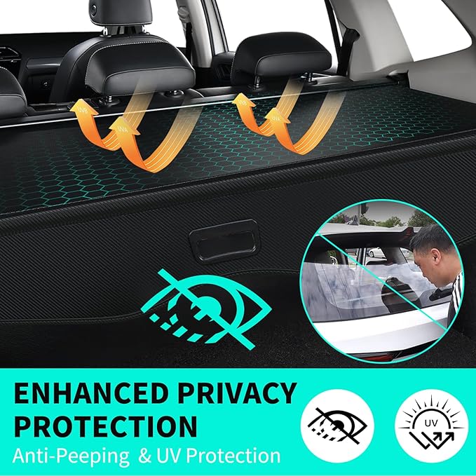 Tecoom Rear Trunk Cargo Cover Fit for Chevrolet Blazer 2019-2024, Carbon Fiber Trunk Security Covers fit for Chevy Blazer 2019 2020 2021 2022 2023 2024 Accessories, Retractable Luggage Privacy Screen