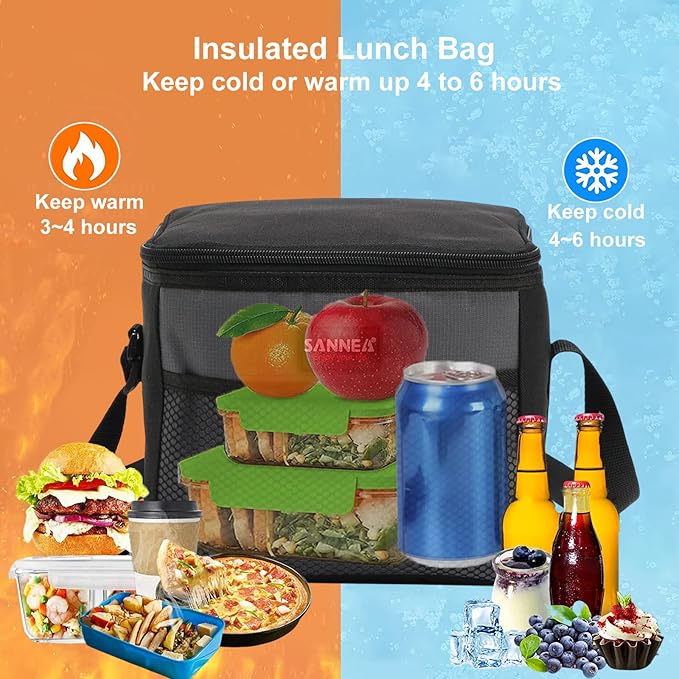 6 Can/5L Lunch Bag for Women Men Portable Lunch Box Small Cooler Bag Soft Collapsible Reusable Insulated Lunch Tote for Everyday Work Travel (Green)